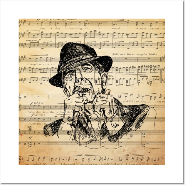 Leonard Cohen portrait Wall Art by rachelsfinelines